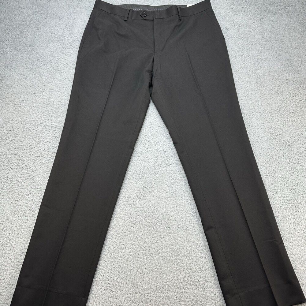 Savile Row Mens Strand Black Straight Dress Pants Trousers Sz 42 R 40‎ W Formal